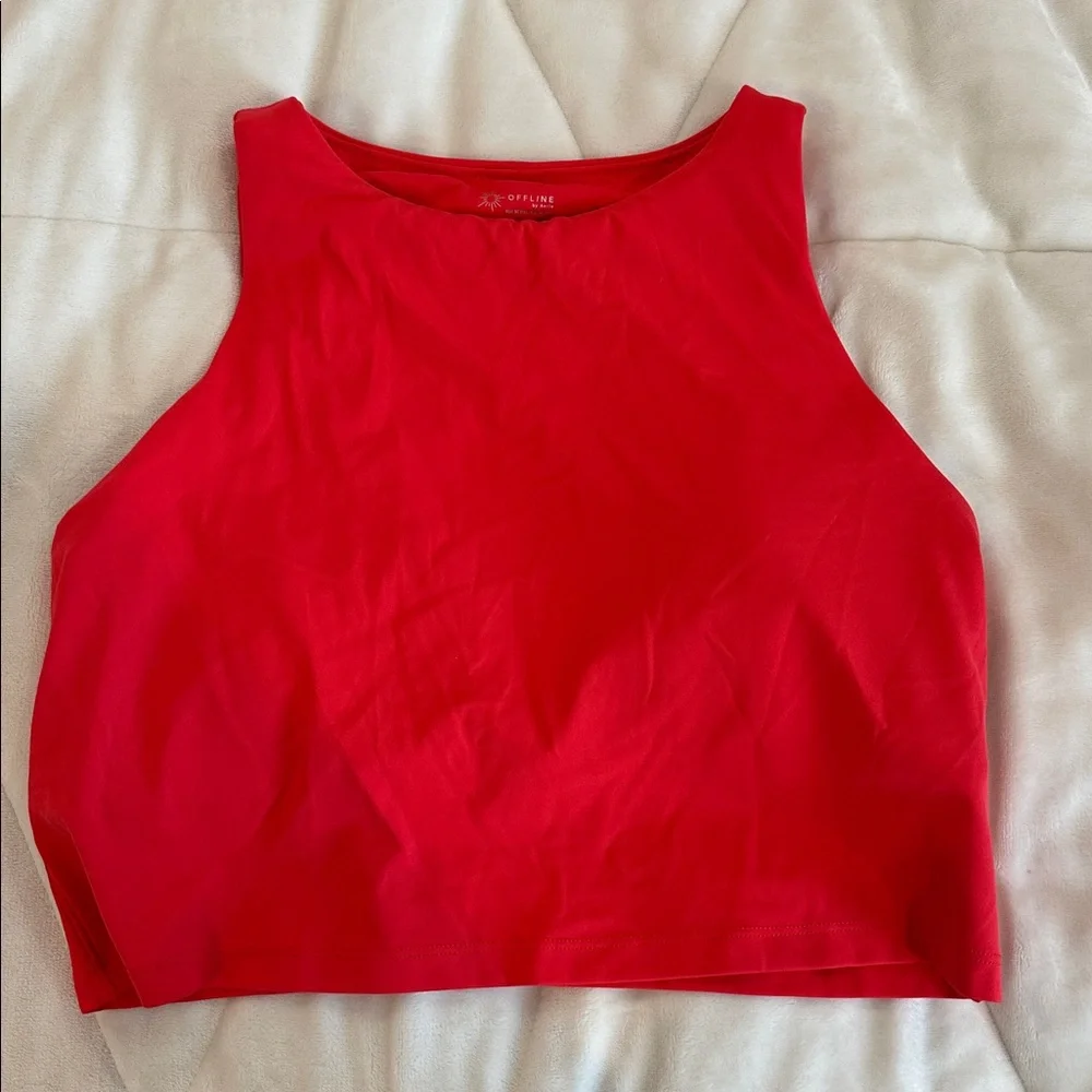 Aerie Vibrant Red Crop Top - Picture 1 of 4